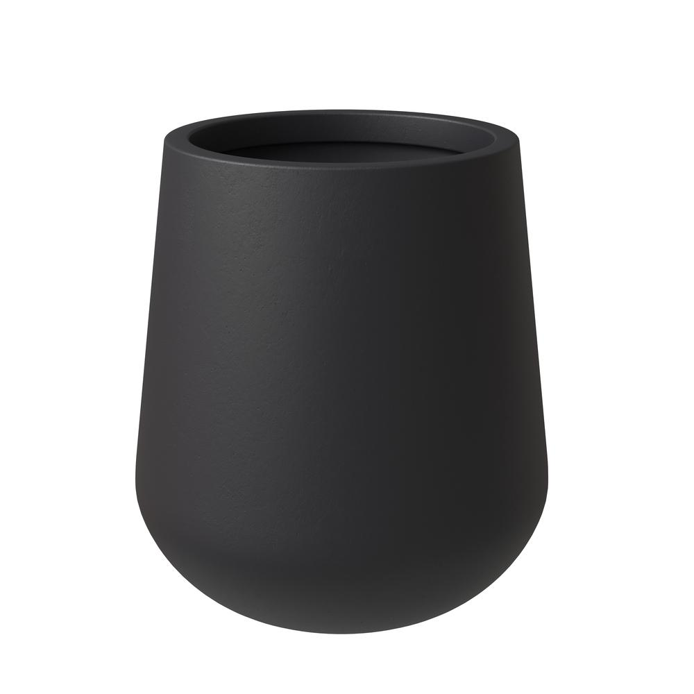 Orchid Seires Poly Stone Planter in Black 11.8 Dia 12 High