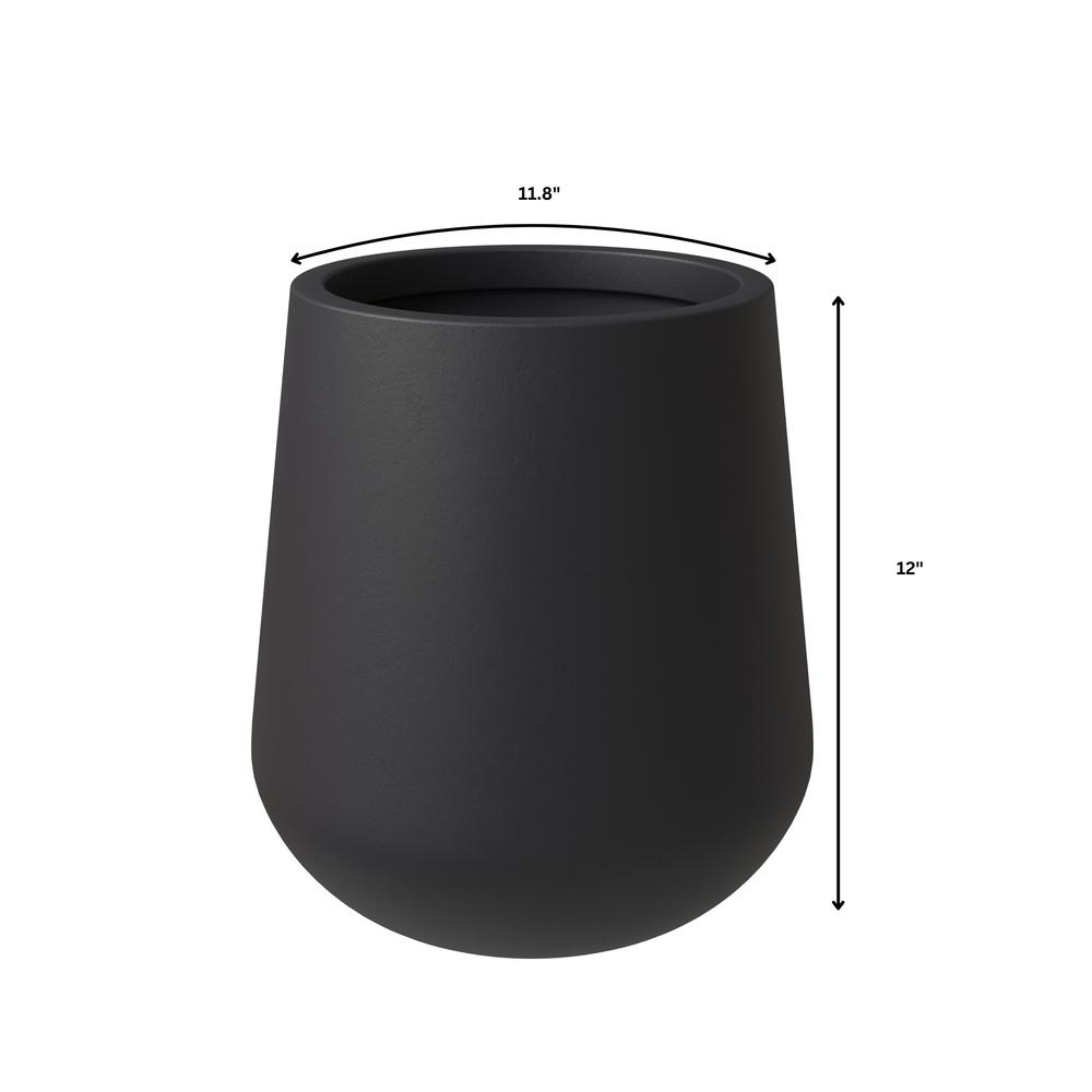 Orchid Seires Poly Stone Planter in Black 11.8 Dia 12 High