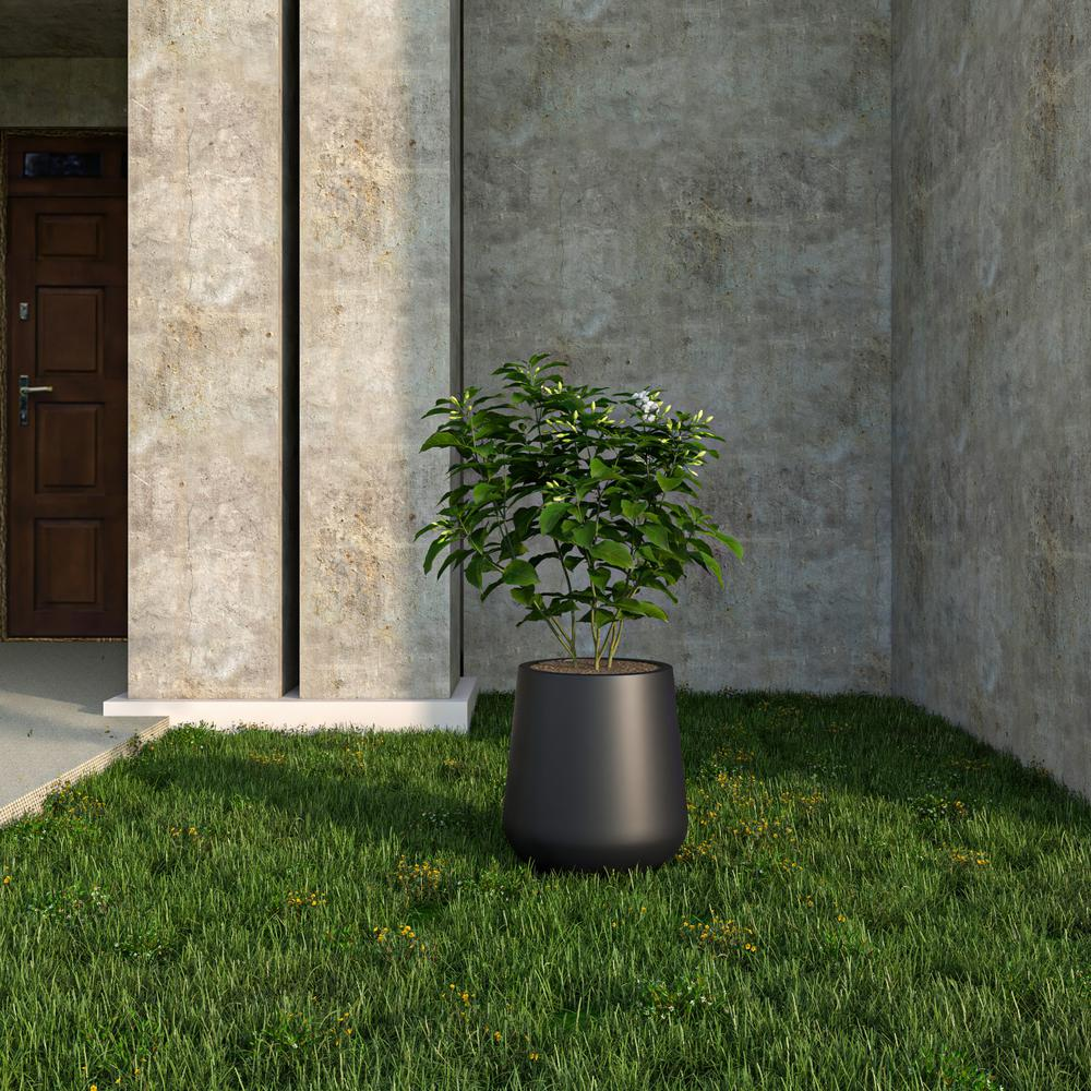 Orchid Seires Poly Stone Planter in Black 11.8 Dia 12 High