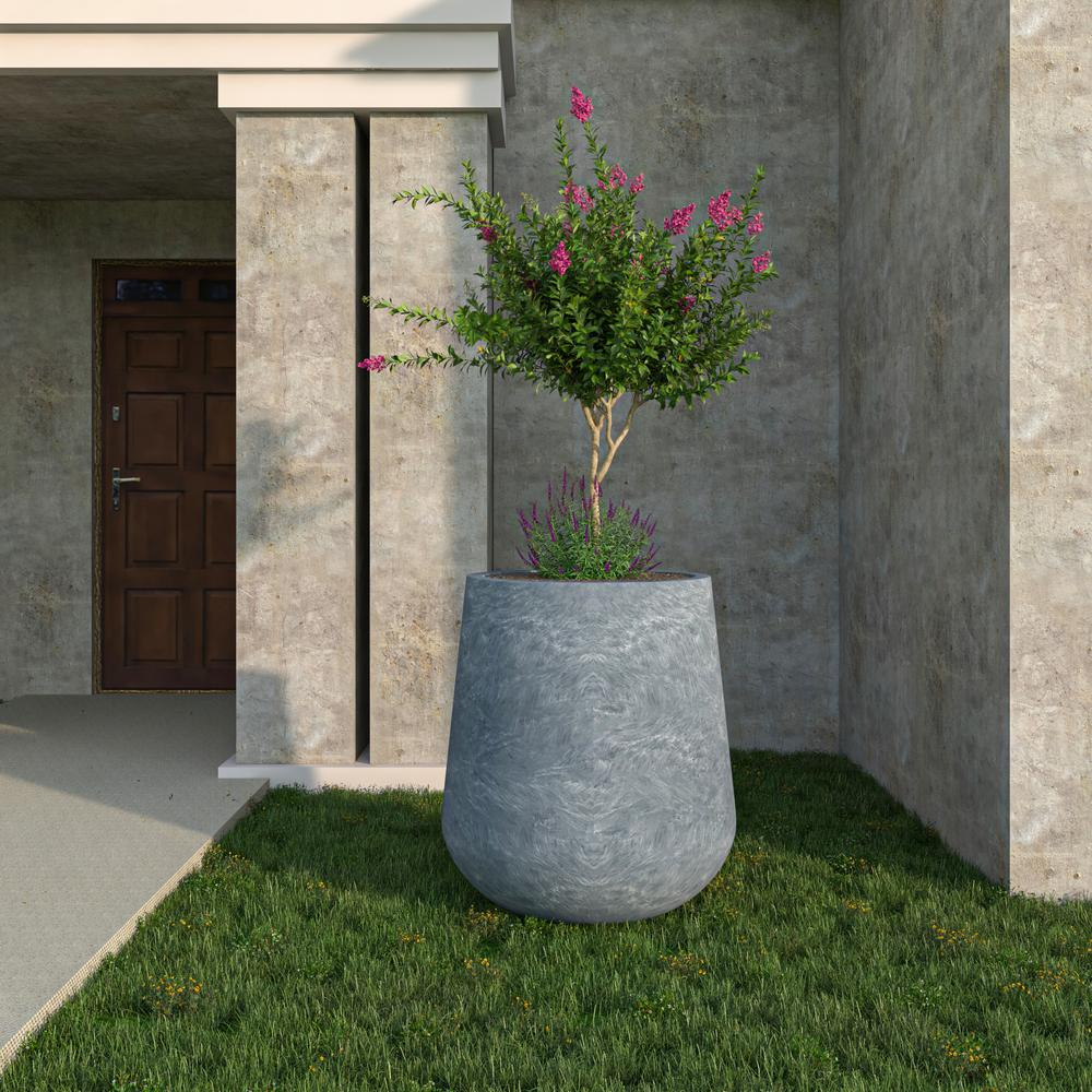 Orchid Seires Poly Stone Planter in Aged Concrete 27.6 Dia 27.6 High