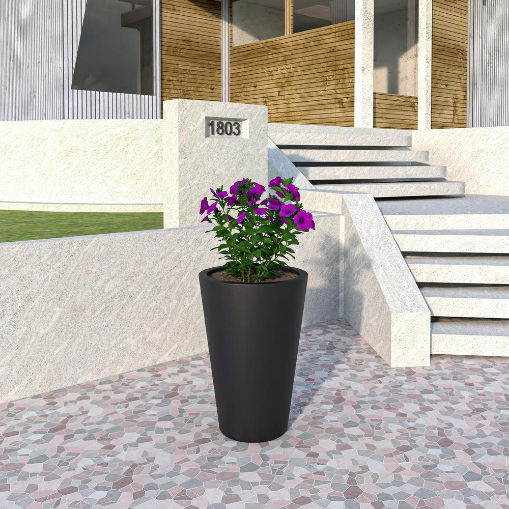 Pebble Series Poly Stone Planter 15.7." Dia 23.6" High in Black