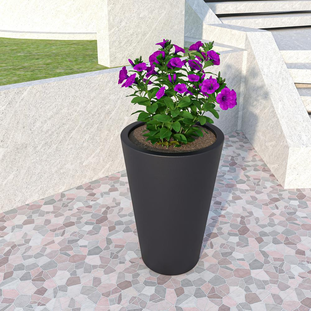 Pebble Series Poly Stone Planter 15.7." Dia 23.6" High in Black