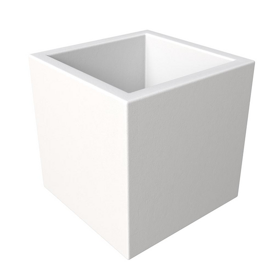 Fern Series Poly Stone Planter 19.7" Cube in White