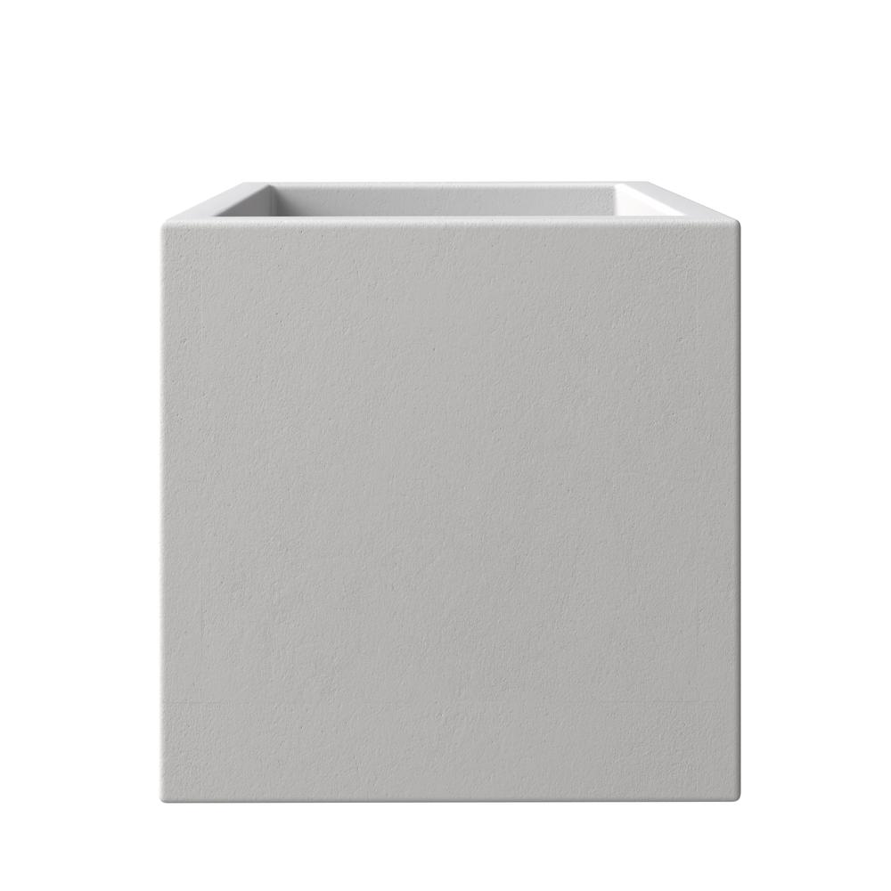 Fern Series Poly Stone Planter 19.7" Cube in White