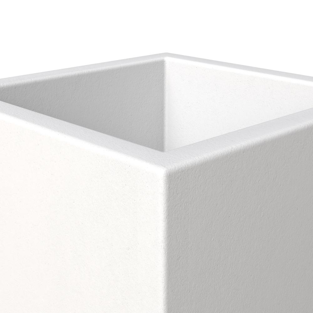 Fern Series Poly Stone Planter 19.7" Cube in White