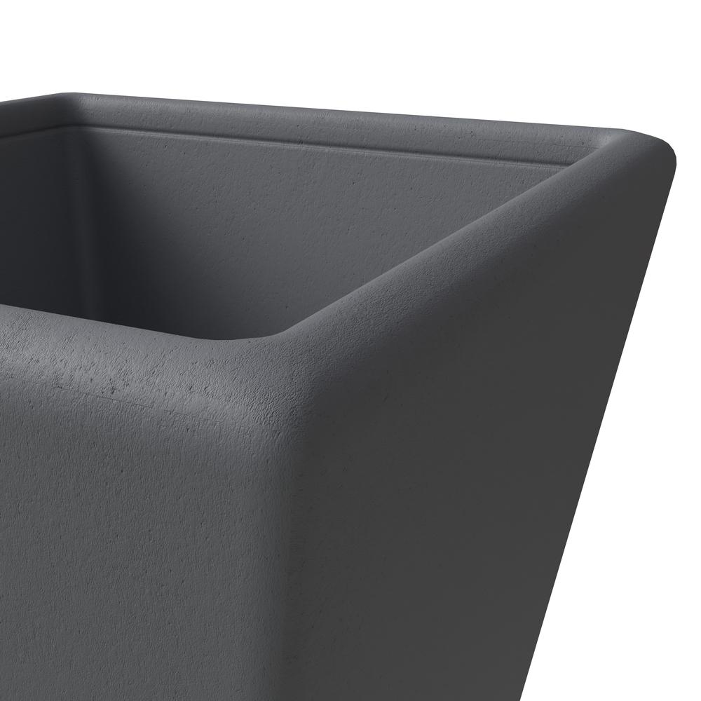 Blossom Series Poly Stone Planter in Dark Grey 17 Dia, 16 High