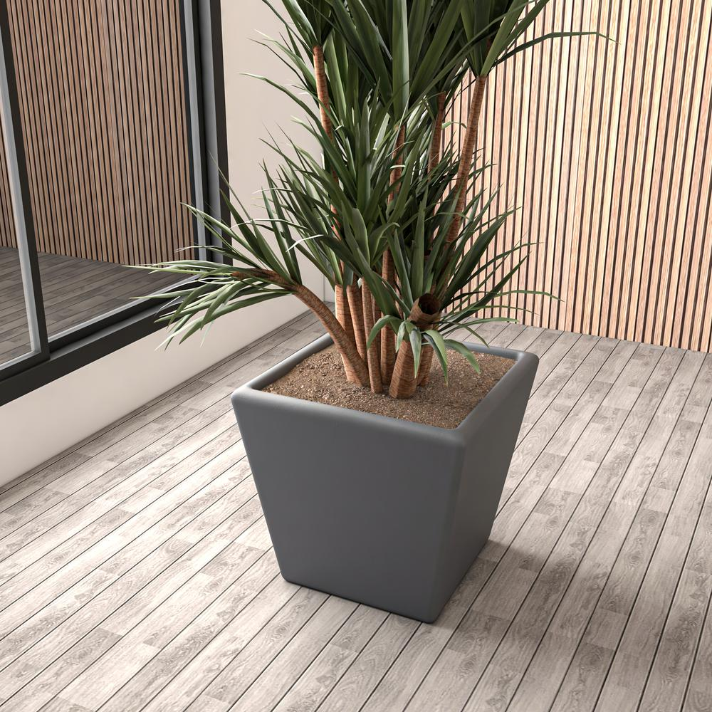 Blossom Series Poly Stone Planter in Dark Grey 17 Dia, 16 High