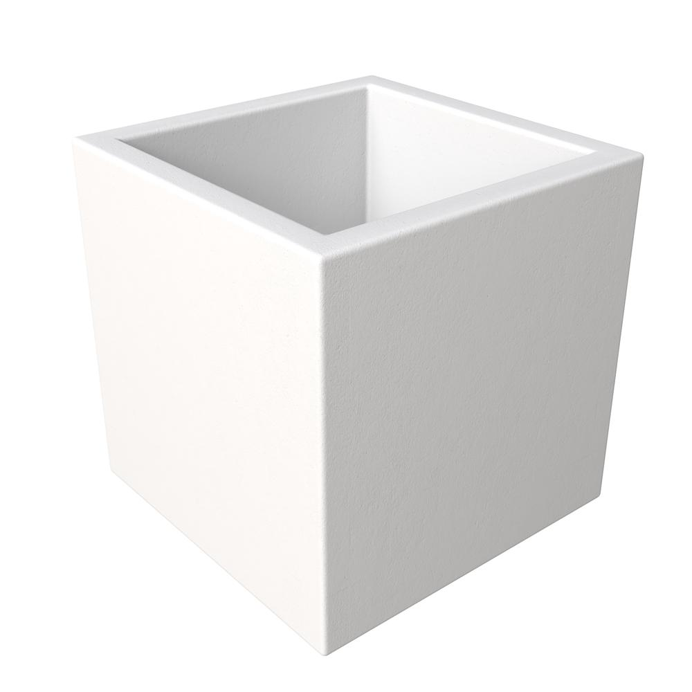 Fern Series Poly Stone Planter 23.6" Cube in White