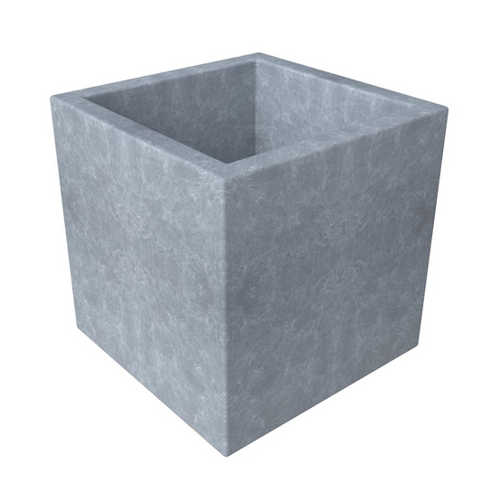 Fern Series Poly Stone Planter 23.6" Cube in Grey