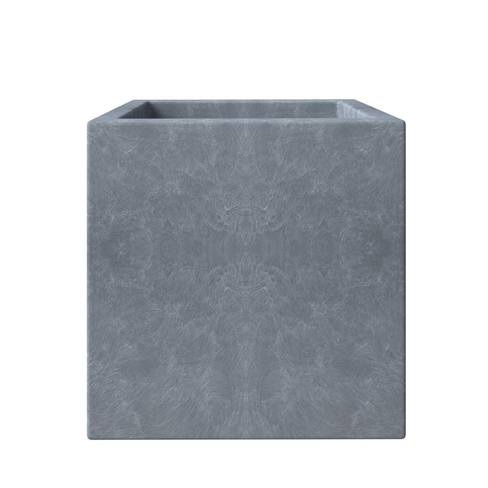 Fern Series Poly Stone Planter 23.6" Cube in Grey