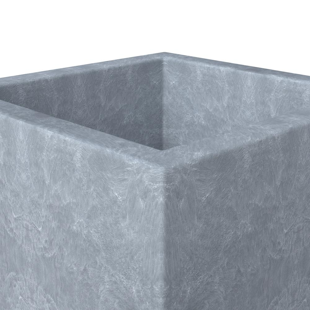 Fern Series Poly Stone Planter 23.6" Cube in Grey