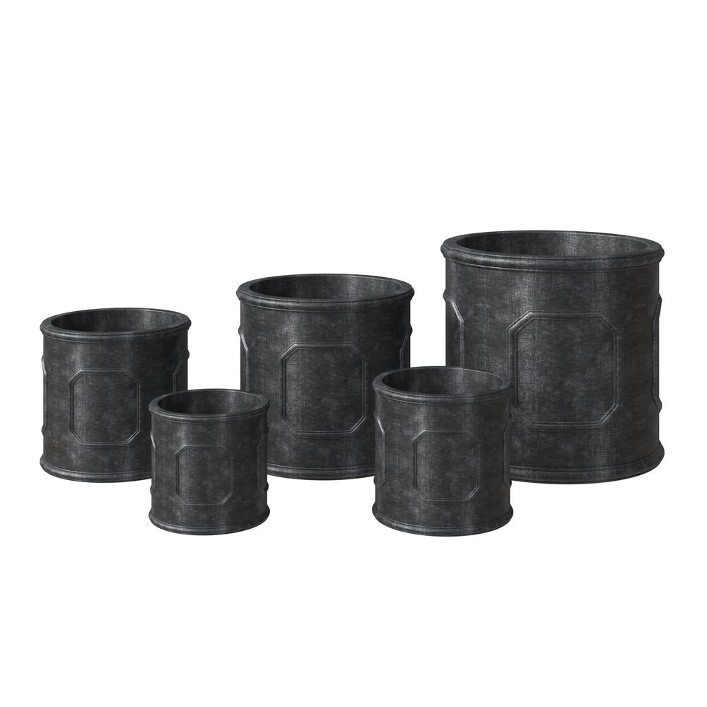 Meadow Series Poly Stone Planter Set in Black