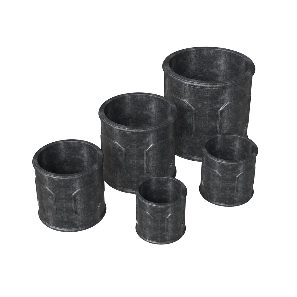 Meadow Series Poly Stone Planter Set in Black