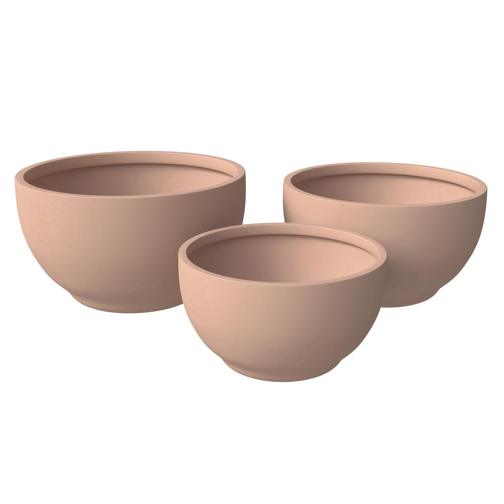 Grove Series Poly Stone Planter Set in Terracotta