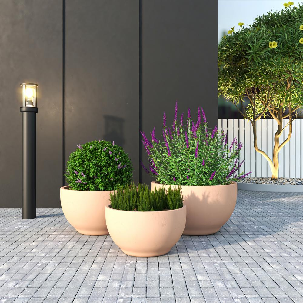 Grove Series Poly Stone Planter Set in Terracotta