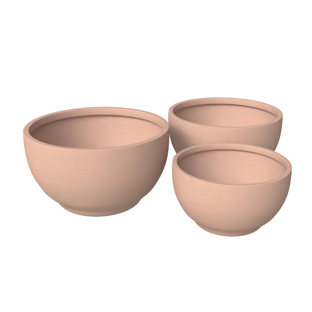 Grove Series Poly Stone Planter Set in Terracotta