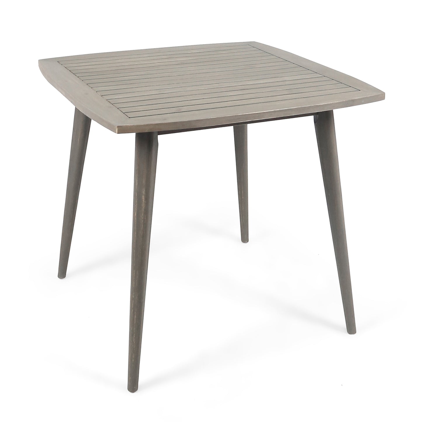 Outdoor Square Acacia Wood Table with Straight Legs, Gray