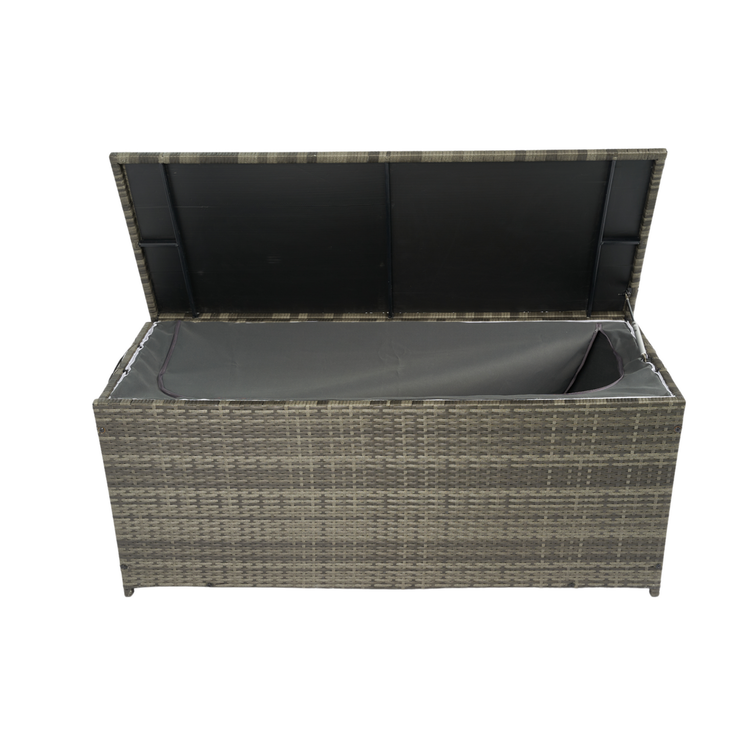 Outdoor Storage Box, 113 Gallon Wicker Patio Deck Boxes with Lid, Outdoor Cushion Storage for Kids Toys, Pillows, Towel Grey Wicker