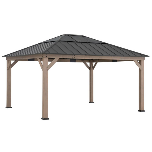 Sunjoy 13 ft. x 15 ft. Cedar Framed Gazebo with Brown Steel