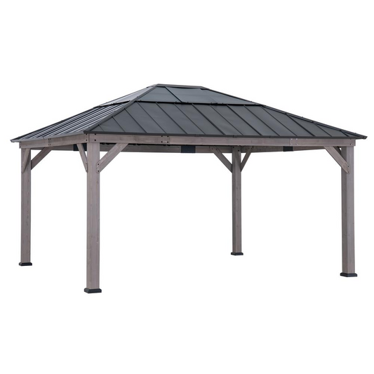 Sunjoy 13 ft. x 15 ft. Cedar Framed Gazebo with Black Steel