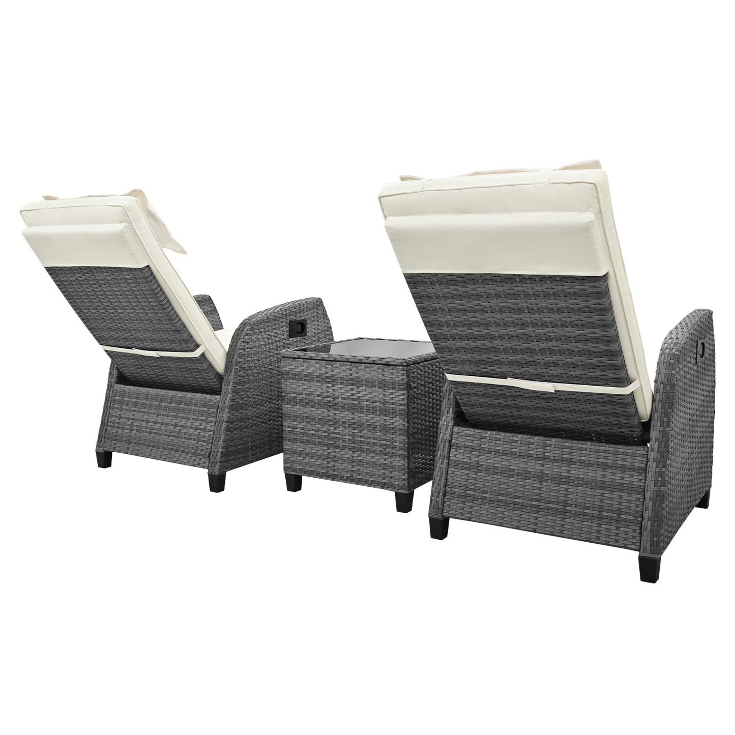 Outdoor Rattan Two-person Combination With Coffee Table, Adjustable, Suitable For Courtyard, Swimming Pool, Balcony