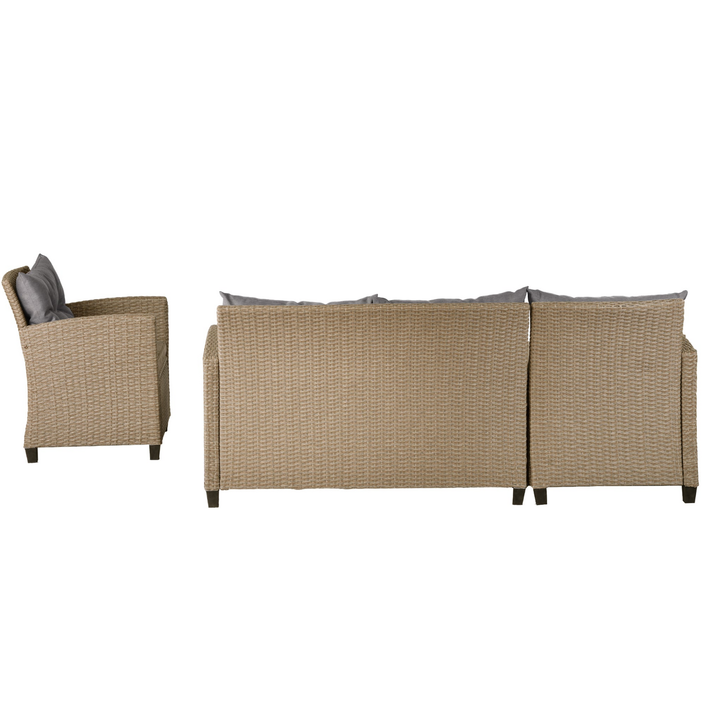 Outdoor, Patio Furniture Sets, 4 Piece Conversation Set Wicker Ratten Sectional Sofa with Seat Cushions(Beige Brown)