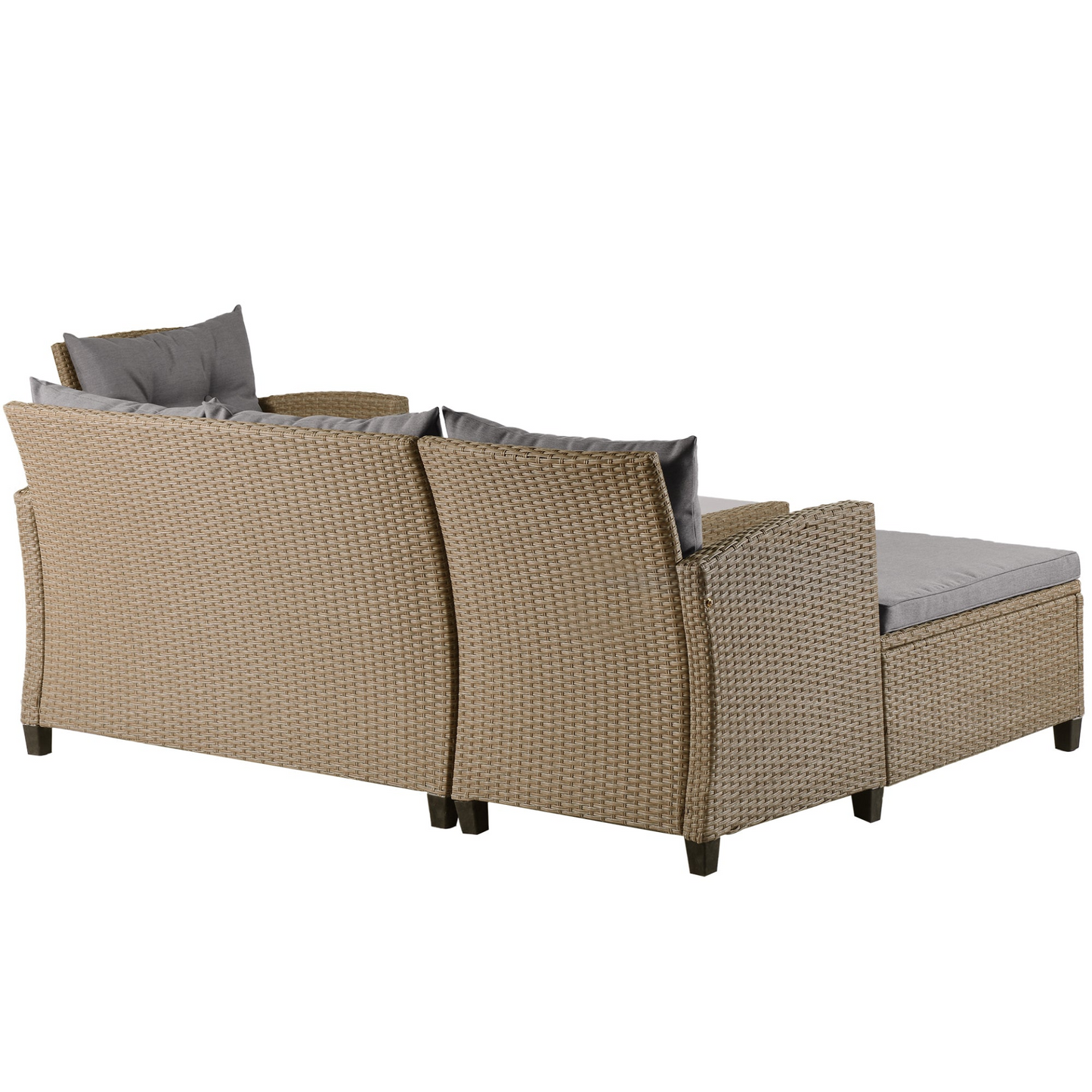 Outdoor, Patio Furniture Sets, 4 Piece Conversation Set Wicker Ratten Sectional Sofa with Seat Cushions(Beige Brown)