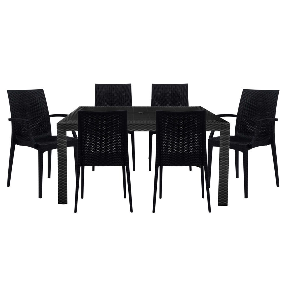 Mace Mid-Century 7-Piece Rectangular Outdoor Dining Set with 4 Side Chairs