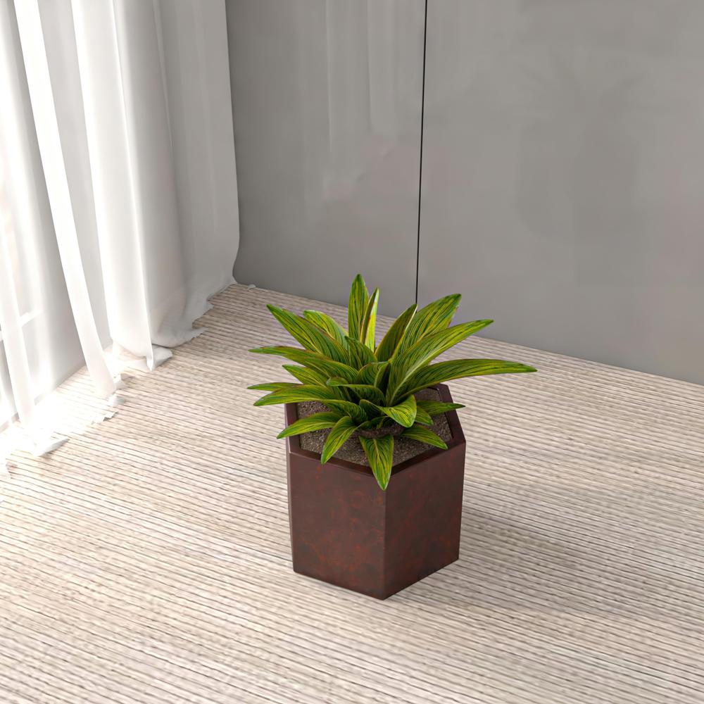 Thicket Series Poly Stone Planter in Brown 9 High