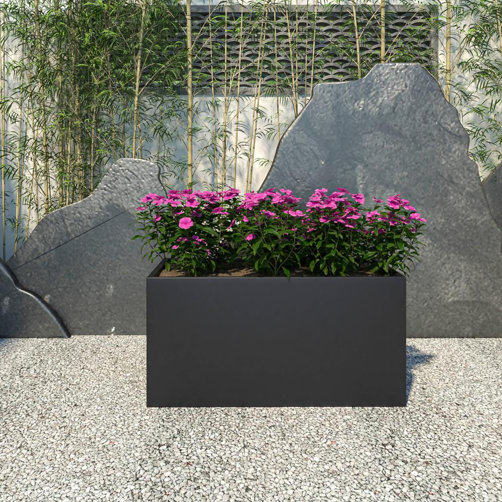 Bloom Series Poly Stone Planter 15.7" , 31.5" Long In Black