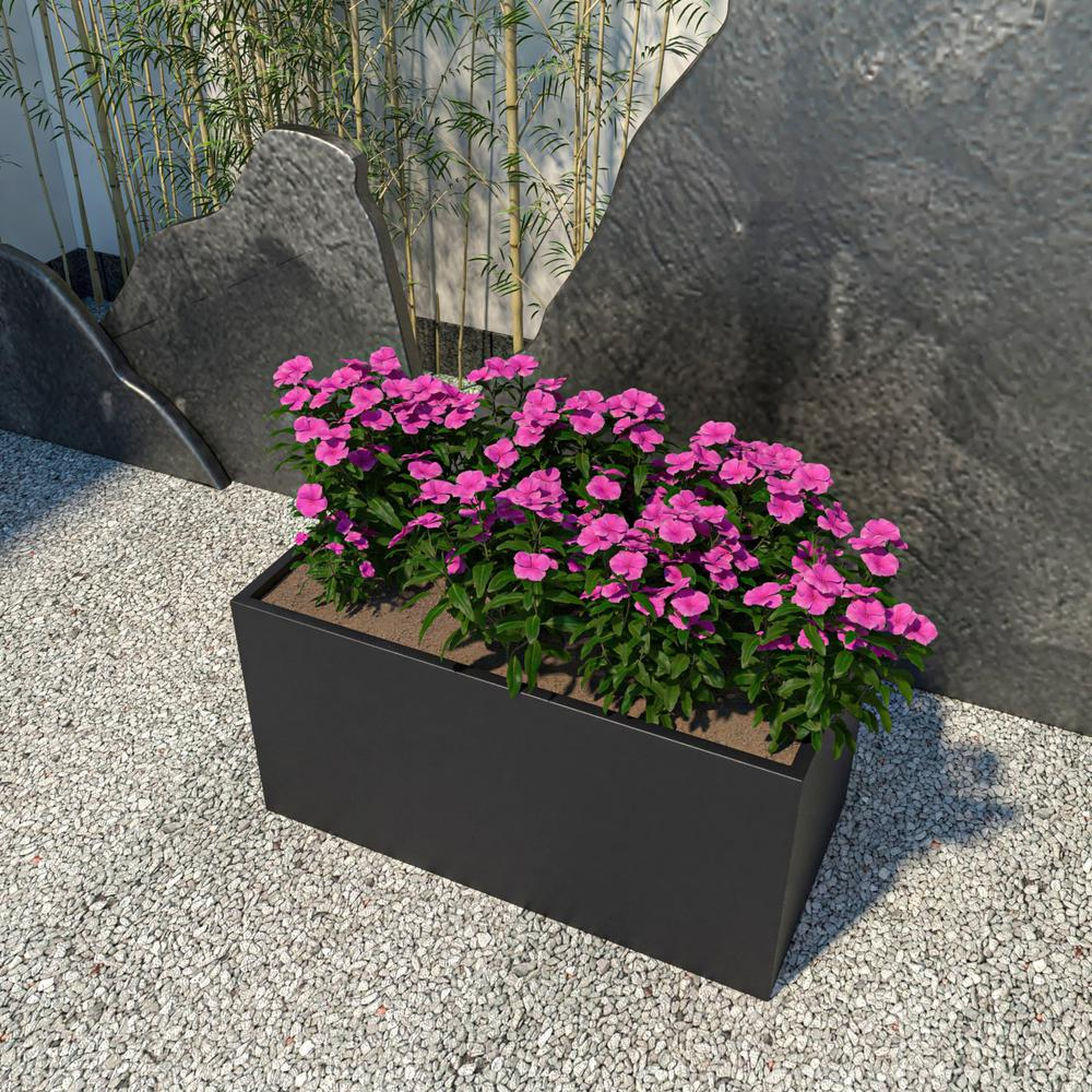 Bloom Series Poly Stone Planter 15.7" , 31.5" Long In Black