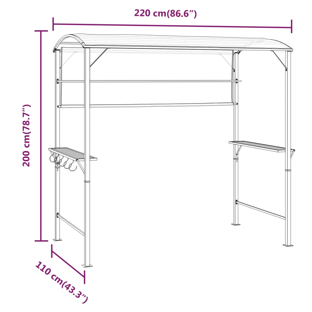 vidaXL Gazebo with Roof 86.6"x43.3"x78.7" Anthracite