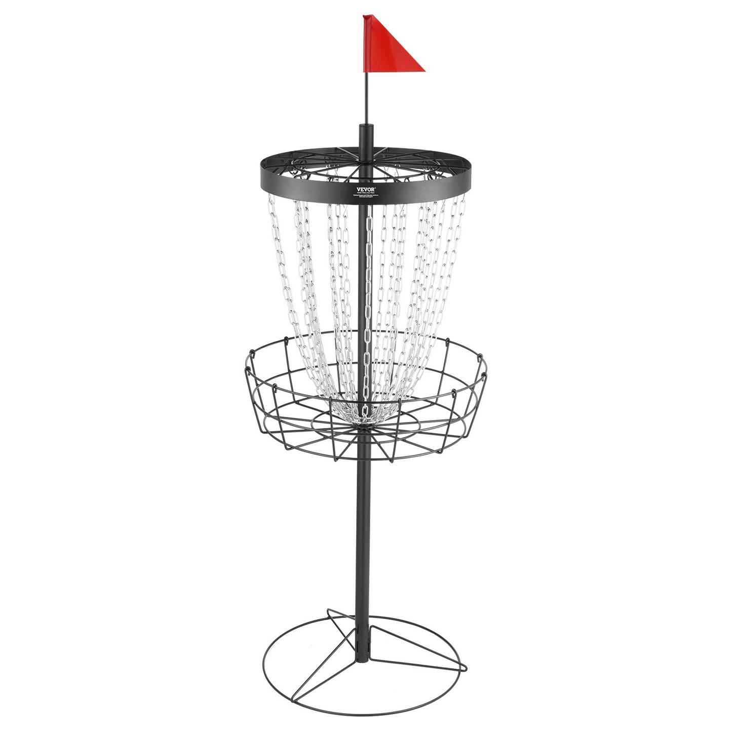 VEVOR Disc Golf Basket, 24-Chains Portable Disc Golf Target Hole, Heavy Duty Steel Practice Disc Golf Target, Indoor & Outdoor Disc Golf Course Basket, Disc Golf Basket Stand Equipment, Black