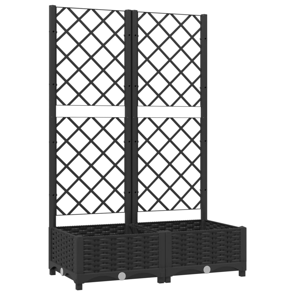 vidaXL Garden Planter with Trellis Black 31.5"x15.7"x47.8" PP