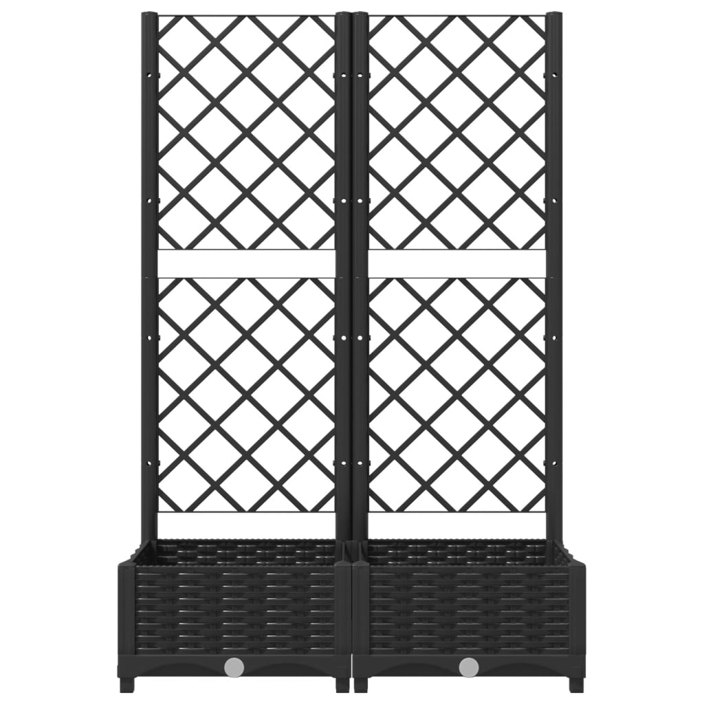 vidaXL Garden Planter with Trellis Black 31.5"x15.7"x47.8" PP