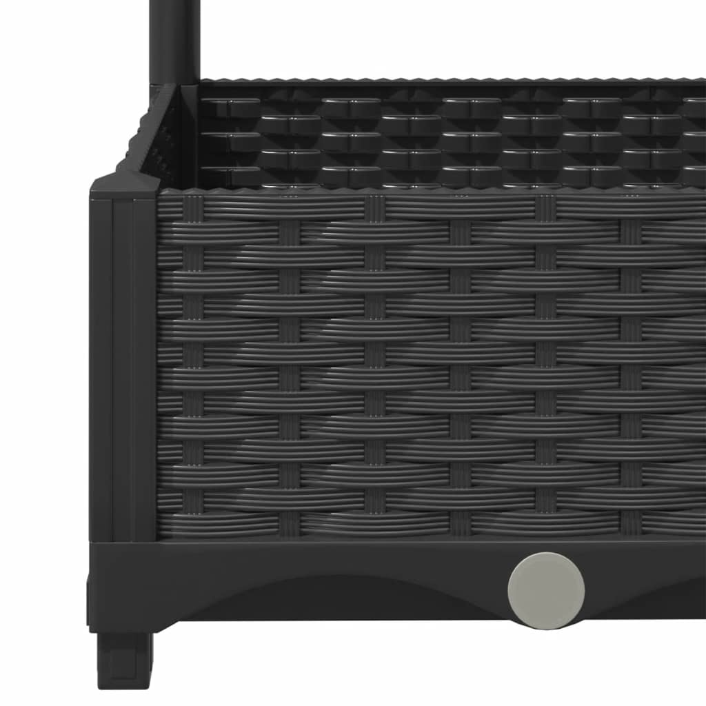 vidaXL Garden Planter with Trellis Black 31.5"x15.7"x47.8" PP