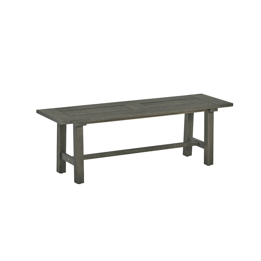 Rustic Gray Outdoor Dining Set - Acacia Wooden Table with 2 Wood Benches