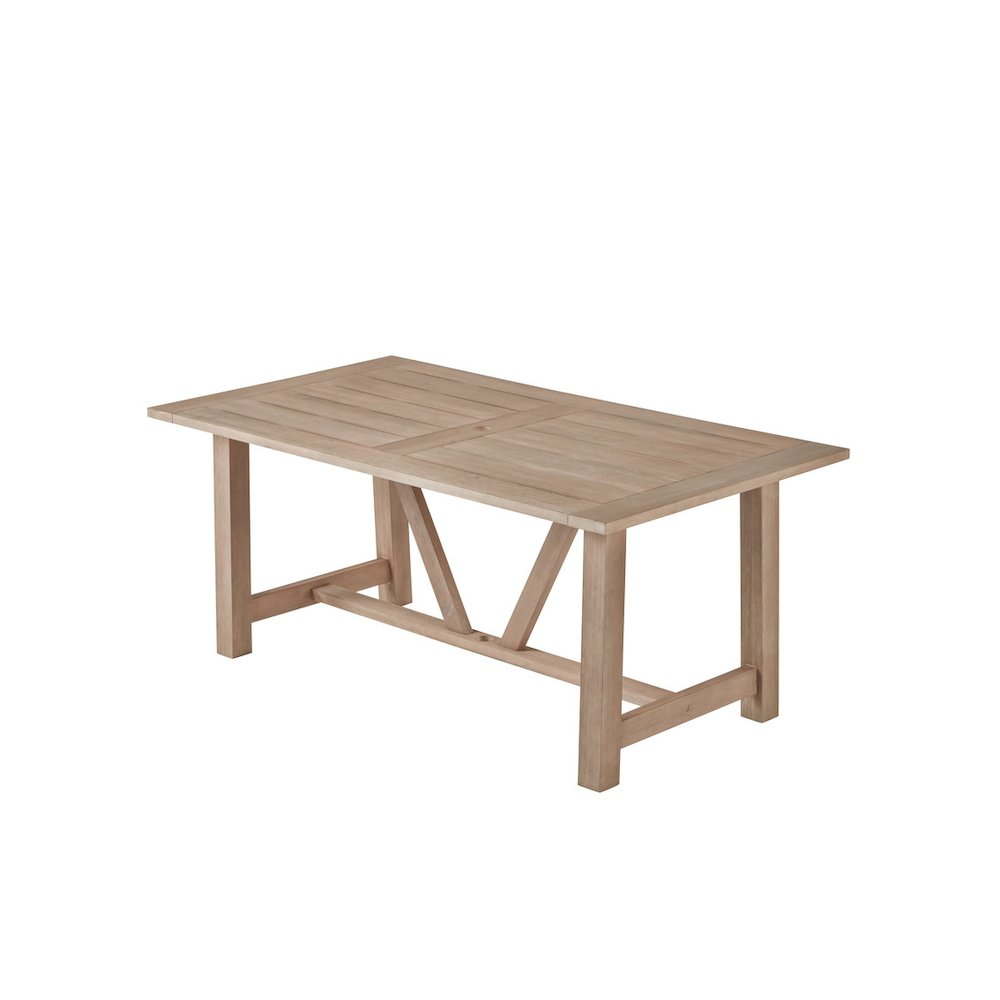 Outdoor Patio Dining Table - Rectangular Light Oak Acacia Wood Frame Table