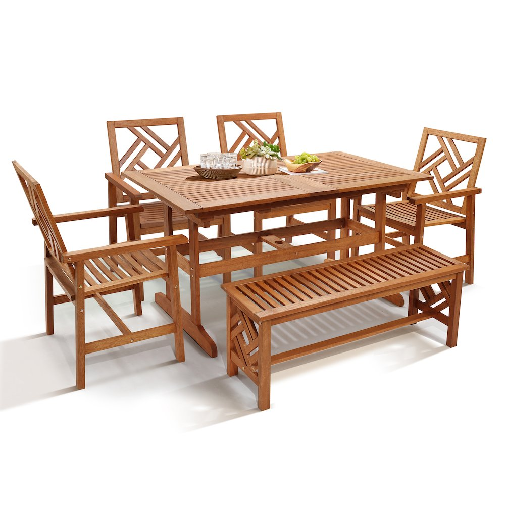 6-Piece Carmel Outdoor Solid Wood Dining Set