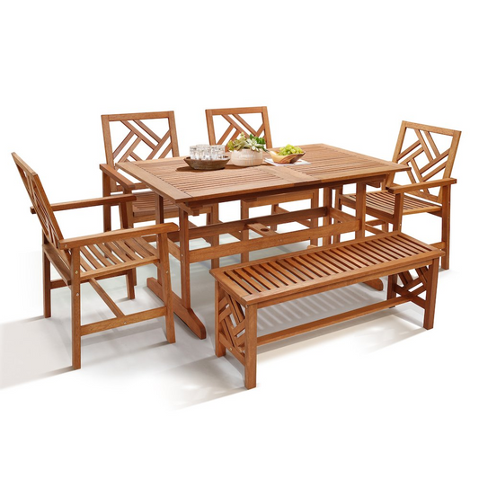 6-Piece Carmel Outdoor Solid Wood Dining Set