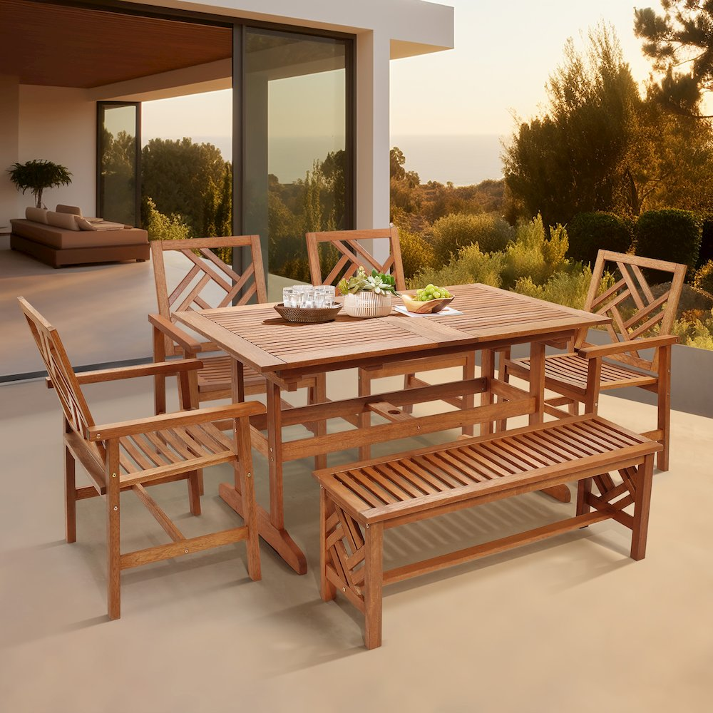 6-Piece Carmel Outdoor Solid Wood Dining Set