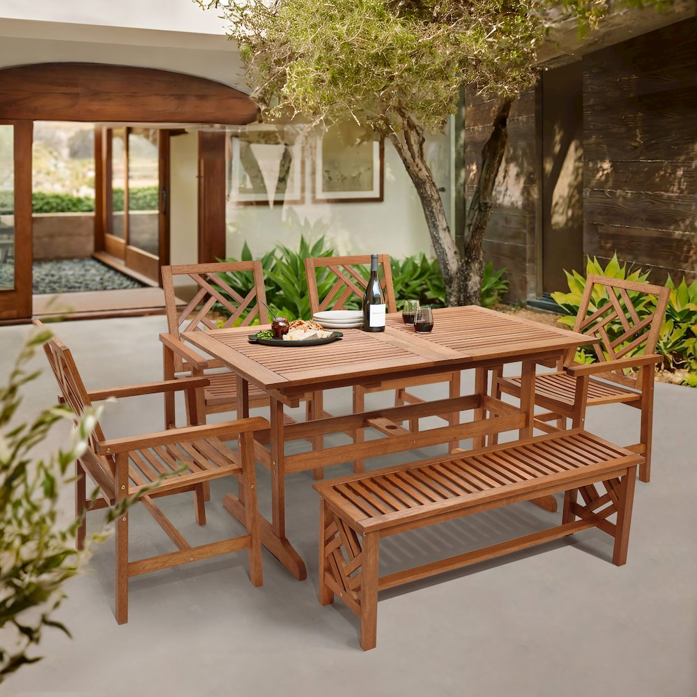 6-Piece Carmel Outdoor Solid Wood Dining Set