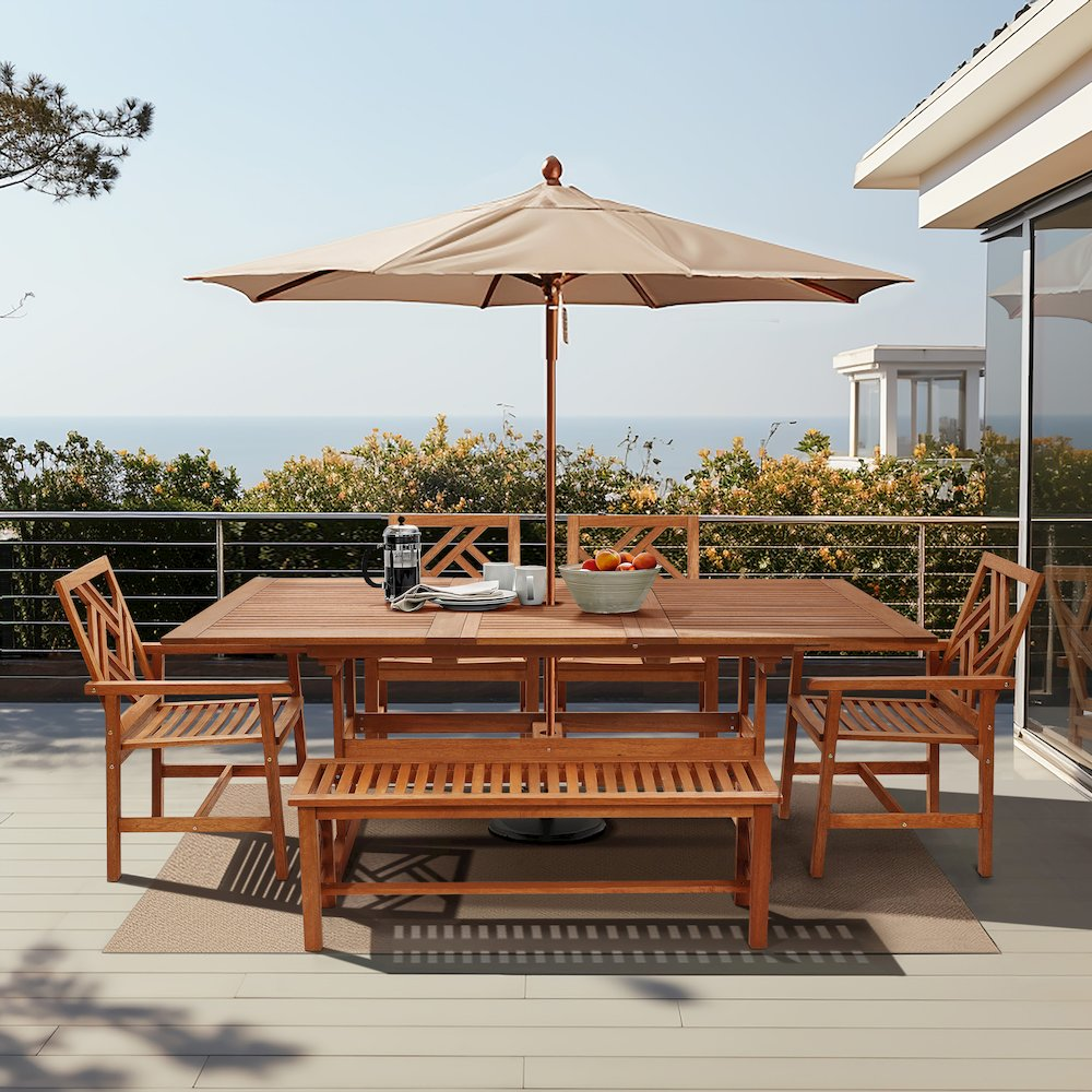 6-Piece Carmel Outdoor Solid Wood Dining Set