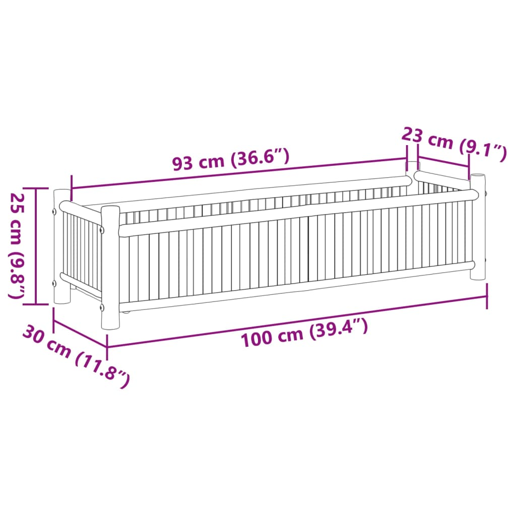 vidaXL Planter 39.4"x11.8"x9.8" Bamboo