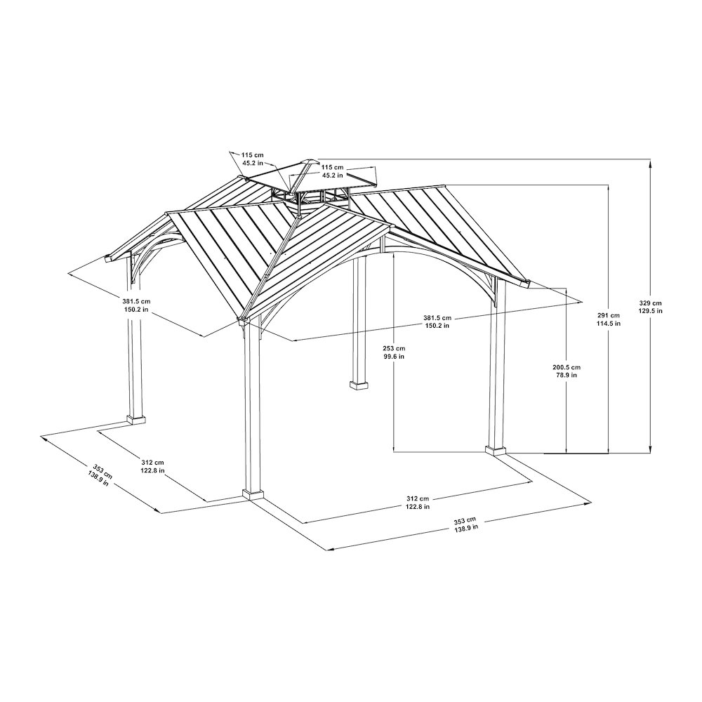 Sunjoy 12.5 ft. x 12.5 ft. Roanforth Hard Top Gazebo