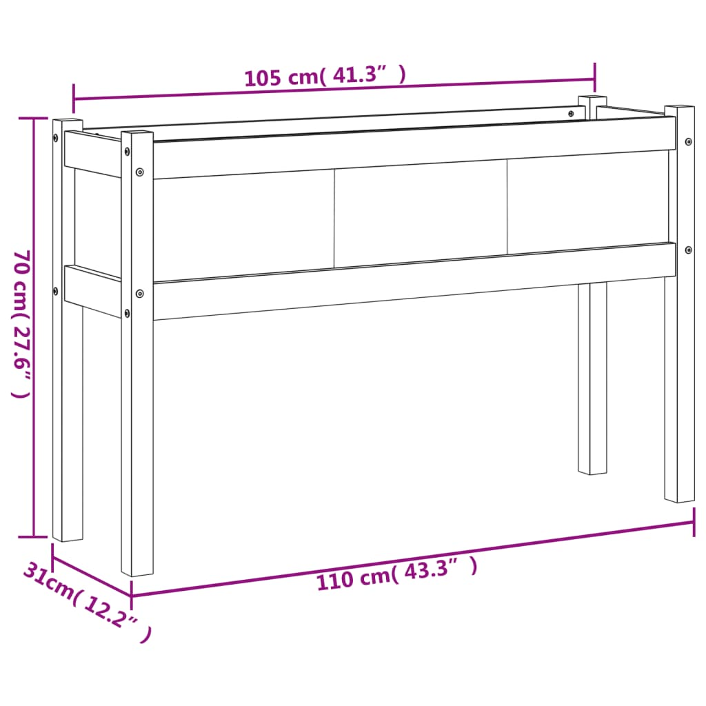 vidaXL Garden Planter with Legs 43.3"x12.2"x27.6" Impregnated Wood Pine