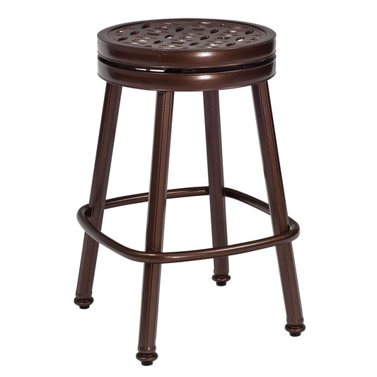 Casa Cast Aluminum Round Swivel Counter Stool with Seat Pad