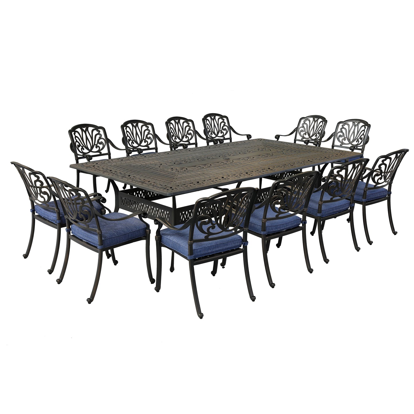 Rectangular 12 - Person 108.07" Long Dining Set with Cushions