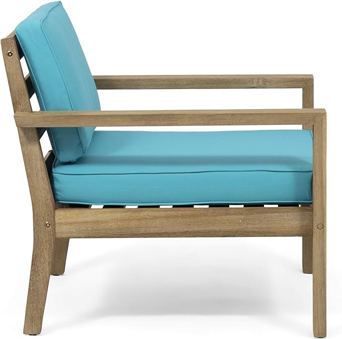 Outdoor Acacia Wood Club Chairs with Cushions (Set of 2)