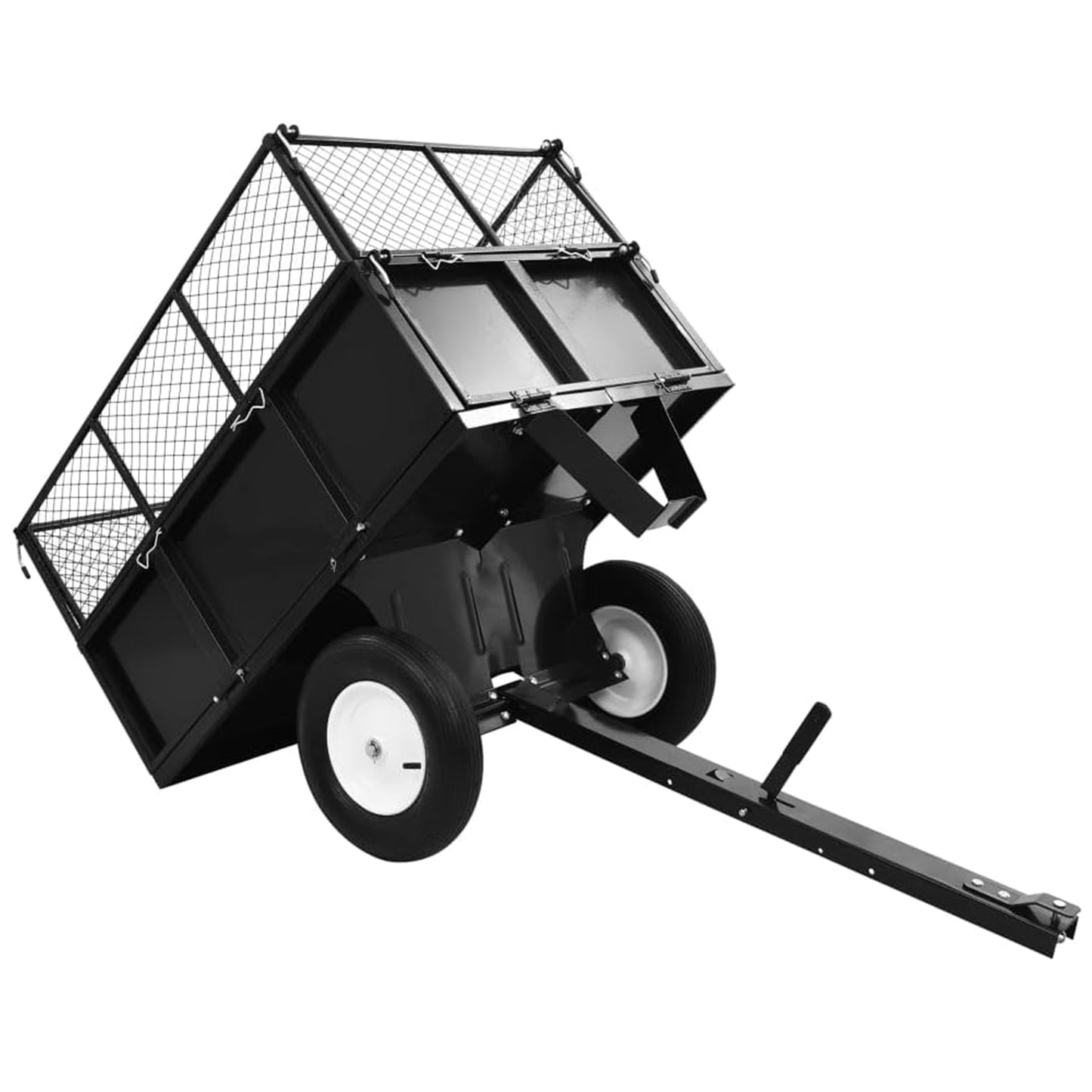 Heavy Duty Lawn Mower Trailer Steel Dump Truck, 661.4 Lbs Load, Garden Utility Trailer with Removable Sidewalls for Transporting Soil, Peat, Building Materials